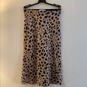 E. SSUE Brown Tan A-Line Midi Skirt -Preloved